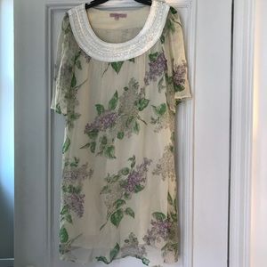 Floral Calypso dress with embellished neck